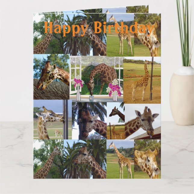 Carte Giraffe Photo Collage, Jumbo Birthday Card, (Devant)