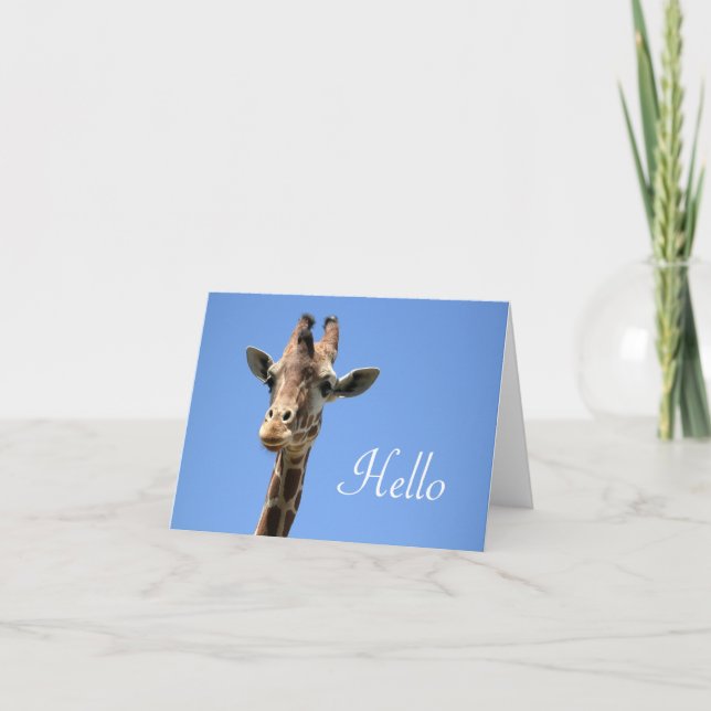 Carte Giraffe Photo mignonne Hello Blue (Devant)