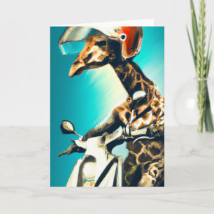 Carte Giraffe portant un casque sur moto Art moderne AI