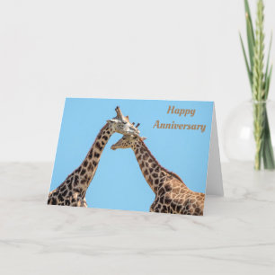 Carte Giraffe romantique Couple Portrait Joyeux Annivers