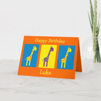 Carte Giraffes de caricatures colorées personnalisables