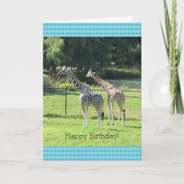 Carte Giraffes de pâturage Salutations d'anniversaire (Devant)