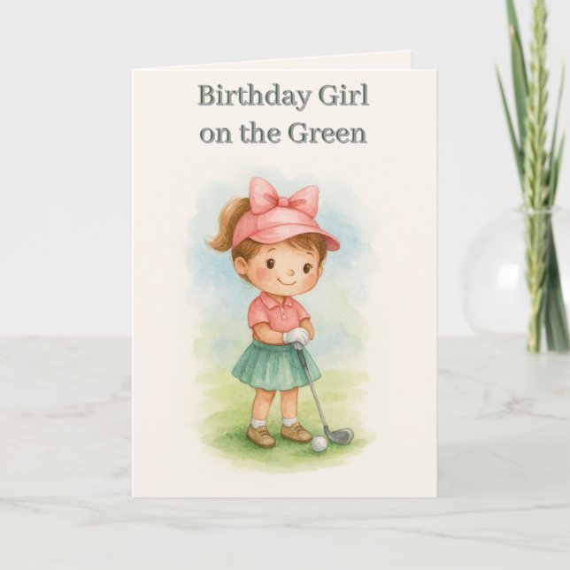 Carte Girl Golfer Birthday Youth Folded Greeting Card (Devant)