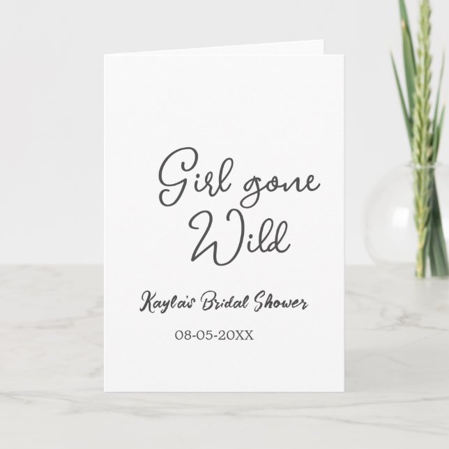 Carte Girl gone wild bridal shower name date simple mini (Devant)