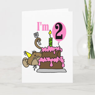Carte Girl Monkey I'm 2 Birthday Tshirts