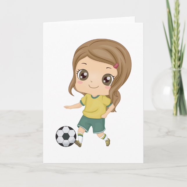Carte Girl Playing Soccer Adorable Kids Sports (Devant)