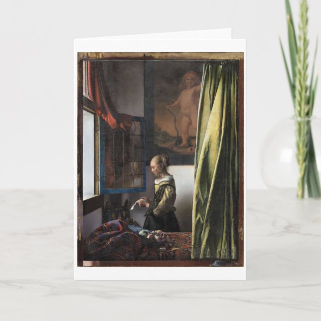 Carte Girl Reading a Letter à Open Window, Vermeer (Devant)