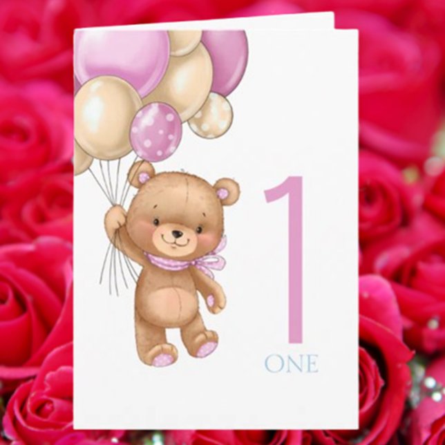 Carte girl teddy Joyeux 1er anniversaire ! (Let’s make this birthday unforgettable together!)