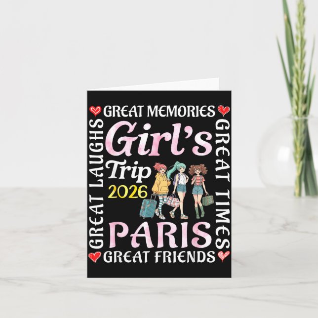Carte Girls Trip 2026 Paris Great Friends Vacation Trave (Devant)