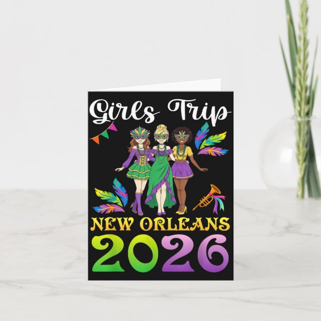 Carte Girls Trip New Orleans 2026 Mardi Gras Day Squad T (Devant)