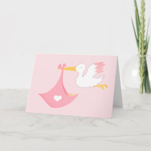 Carte Girly Stork Avec Un Bébé Bundle De Joy Rose