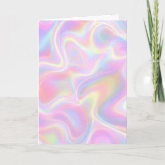 Carte Girly Vibrant Pastel Holographic Swirl Design     