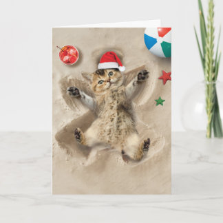 Carte Gîtes de sable Chat - Cute Chat Joyeux Noël