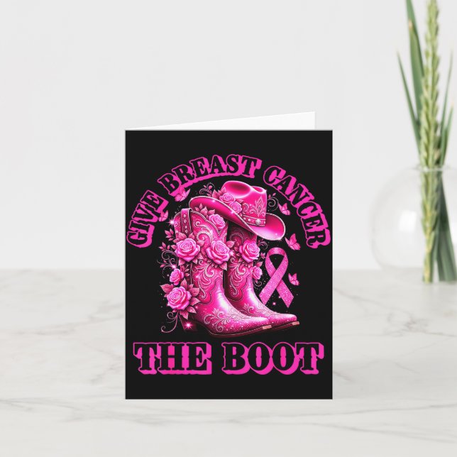 Carte Give Breast Cancer The Boot Cowgirl Nk Ribbon West (Devant)