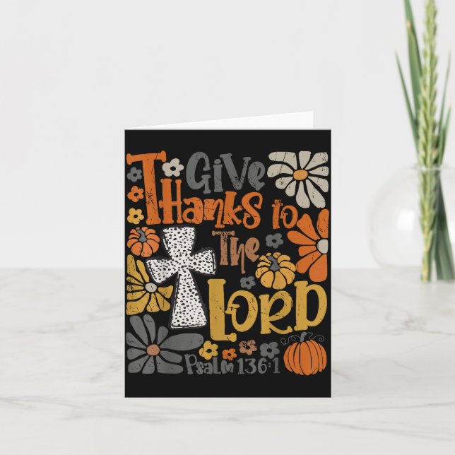 Carte Give Thanks To The Lord Floral Boho Retro Thanksgi (Devant)