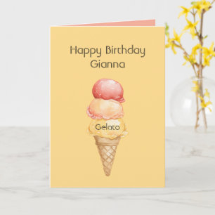 Carte Glace italienne rouge jaune en cône d'anniversaire