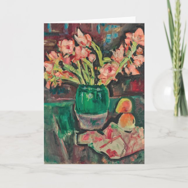 Carte Gladioli dans un vase vert | George Leslie Hunter (Devant)