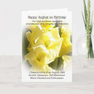 Carte Gladiolus Août Anniversaire