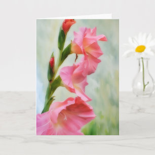 Carte Gladiolus Art Note Fleurs Roses