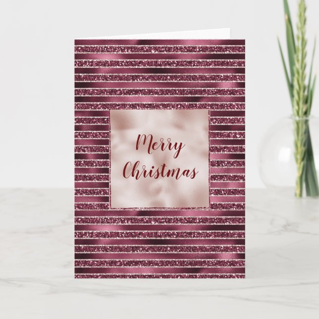 Carte Glam Bourguignon Rouge Rose Blush Paillettes Rayur (Devant)