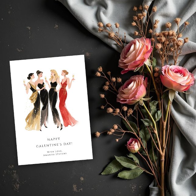 Carte Glam Four Pretty Elegant Ladies Galentine's Day (Glam Four Pretty Elegant Ladies Galentine's Day Cards for Your Best Fiends.)