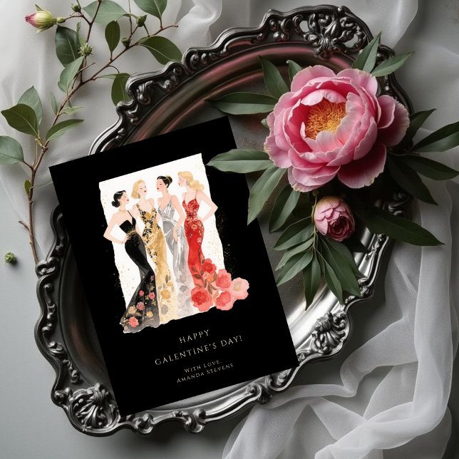 Carte Glam Four Pretty Elegant Women Galentine's Day (Glam Four Pretty Elegant Women Galentine's Day Cards for Your Best Fiends.)