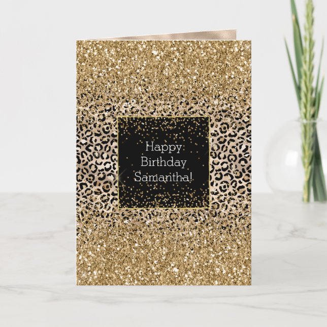 Carte Glam Gold Empreinte de léopard Glitz (Devant)