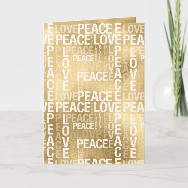 Carte Glam Gold Peace Love (Devant)