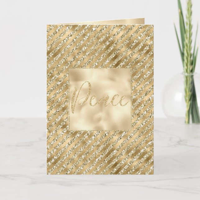 Carte Glam Luxe Stripes Gold Parties scintillant Peace (Devant)