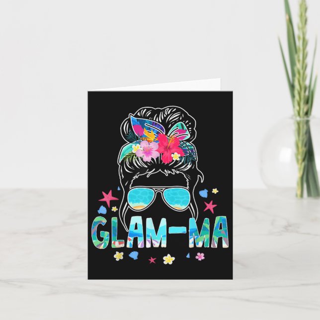 Carte Glam-ma Hello Summer Beach Lover Messy Bun Summert (Devant)