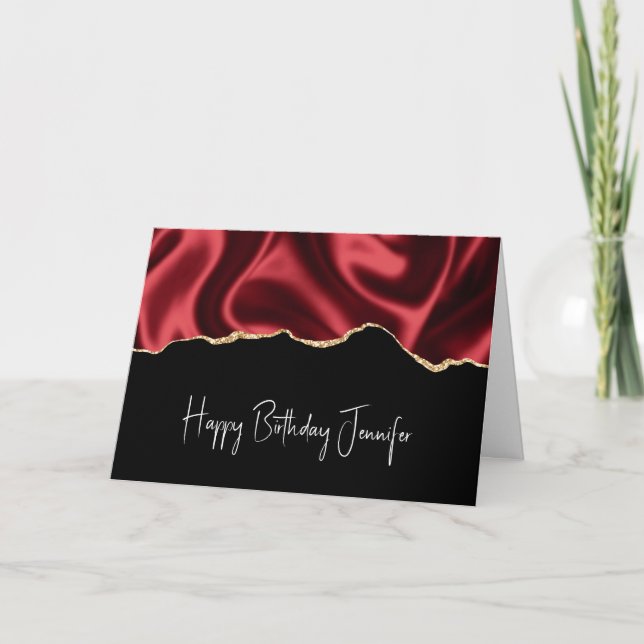Carte Glam rouge foncé Satin foncé Conception abstraite  (Devant)