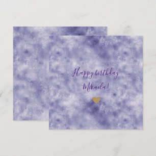 Carte Glam violet Gold Parties scintillant Coeur