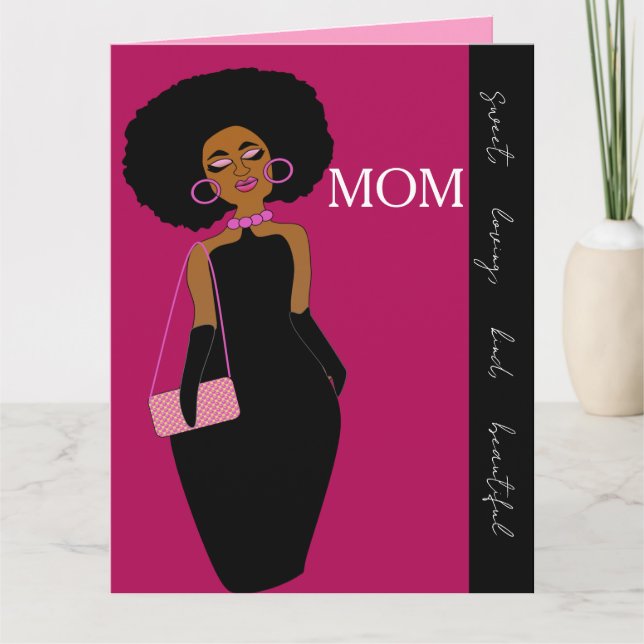 Carte Glamorous Glam African American Mother Birthday (Devant)