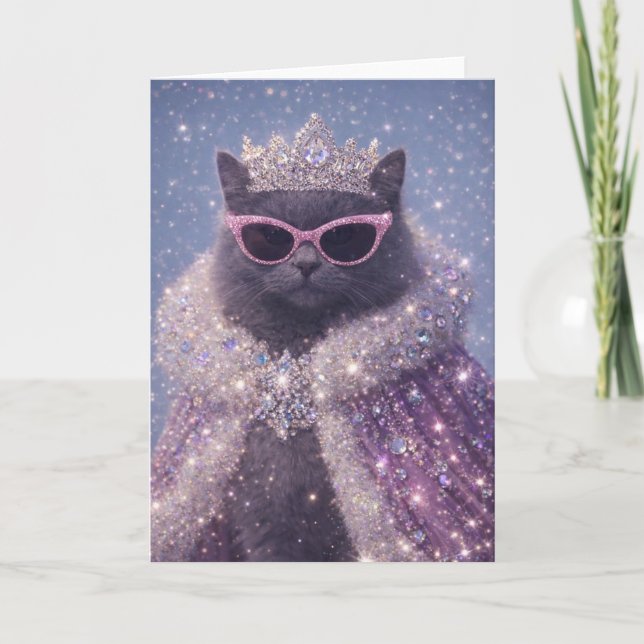 Carte Glamorous Queen Cat Sparkling Fantasy Portrait     (Devant)