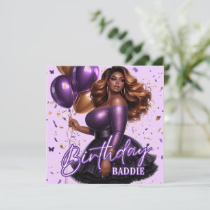 Carte Glamour Africain-Américain Femme aux Courbes Anniv