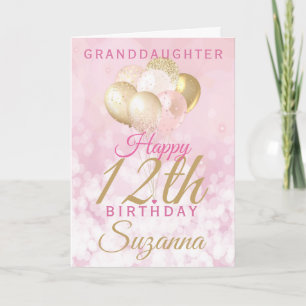 Carte Glamour Grandgirl 12e Anniversaire Ballons