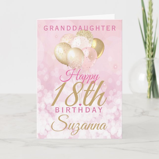 Carte Glamour Grandgirl 18e Anniversaire Balloon (Devant)