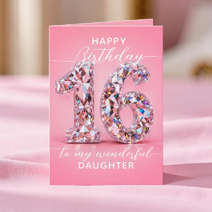 Carte Glamour Rose Diamant Étincelle Anniversaire 16 Ans