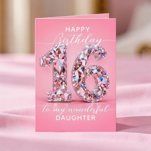 Carte Glamour Rose Diamant Étincelle Anniversaire 16 Ans (Créateur téléchargé)