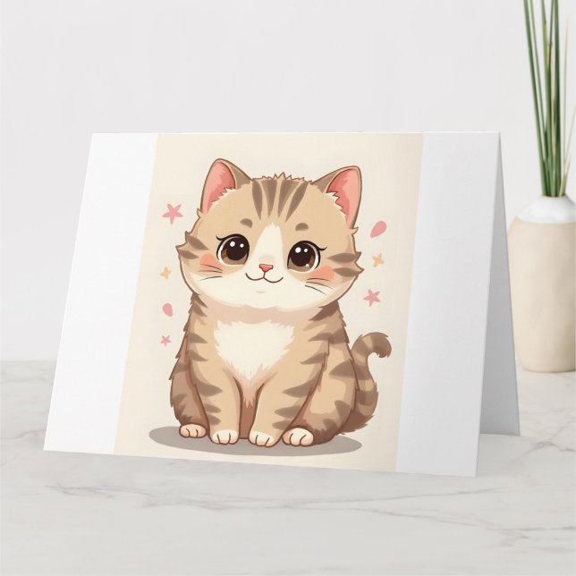 Carte Gleeful Chat : Sweet Kawaii Kitten Art pour n'impo (Devant)