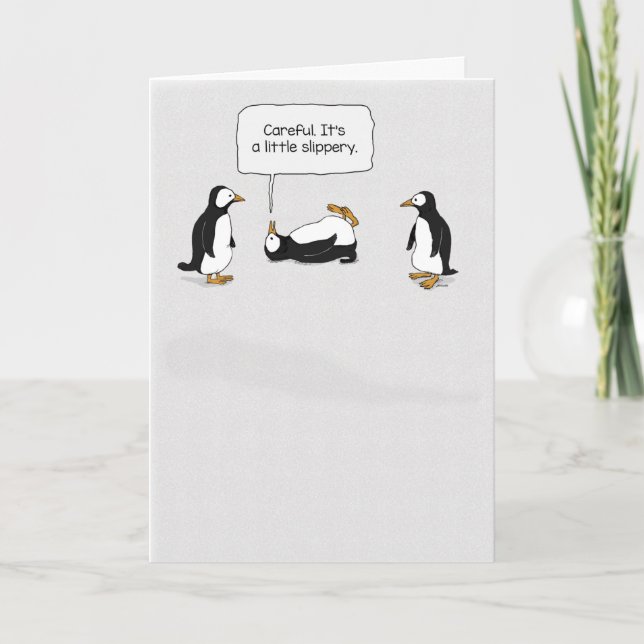 Carte Glissements de pingouins mignons et amusants sur l (Devant)