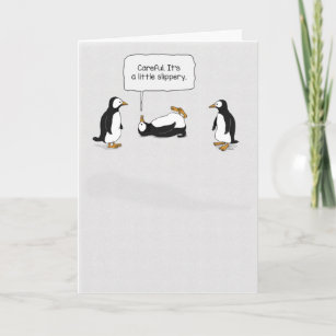 Carte Glissements de pingouins mignons et amusants sur l