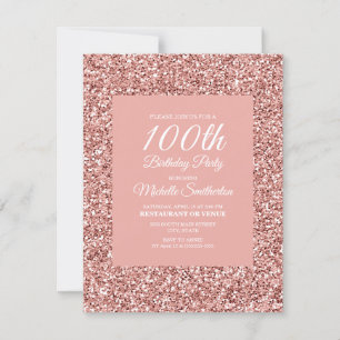 Carte Glitter à paillettes roses pour les 100 ans d'une 