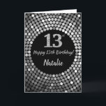 Carte Glitter Noire et Silver Birthday 13th Happy<br><div class="desc">Happy 13th Birthday Black and Silver Glitter Card with personalized name. For further customization,  please click the "Customize it" button and use our design tool to modify this template.</div>