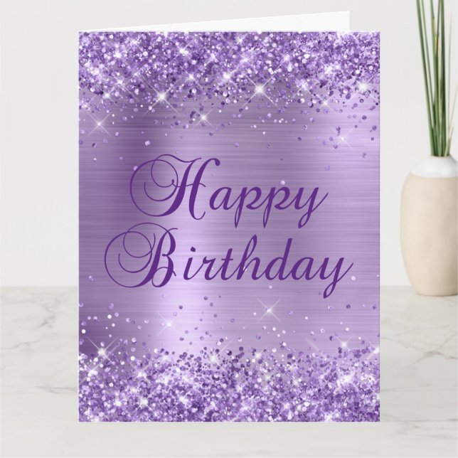 Carte Glitterie Lumière Purple Huile Gros Anniversaire H (Devant)