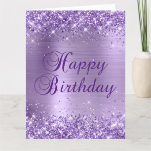 Carte Glitterie Lumière Purple Huile Gros Anniversaire H