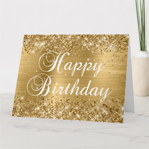 Carte Glittery Gold Foil Joyeux anniversaire