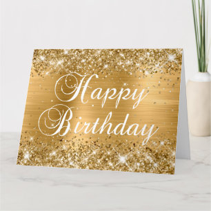Carte Glittery Gold Foil Joyeux anniversaire du groupe