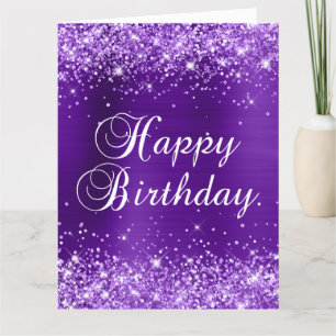 Carte Glittery Indigo Purple Foil Gros anniversaire heur