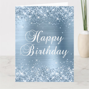 Carte Glittery Light Blue Foil Gros anniversaire heureux